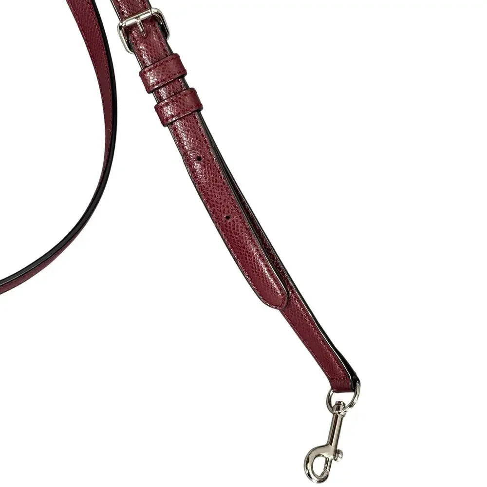 Coach Burgundy Leather Adjustable Crossbody Bag Strap Silver Hardware 44”